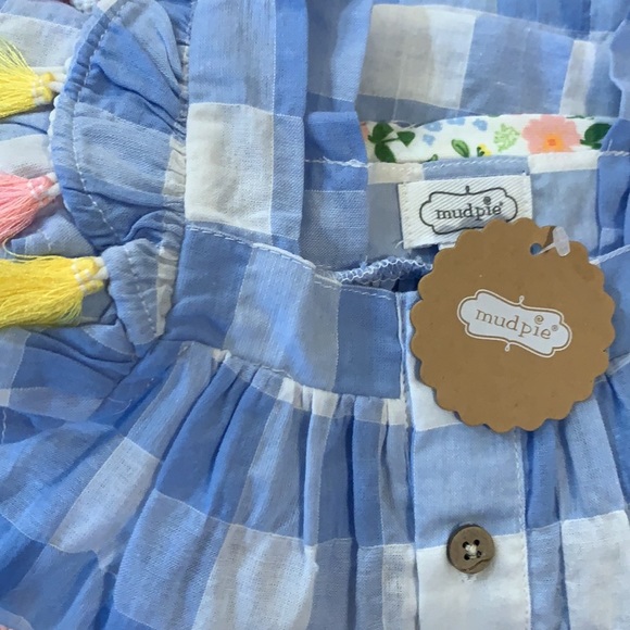 NWT MudPie Gingham Floral Tunic & Leggings Set 24m-2T - Picture 4 of 4